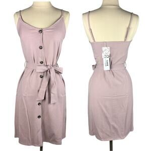 NWT New Anthropologie Pink Prairie Button Down Textured Slip Dress Waist Tie S